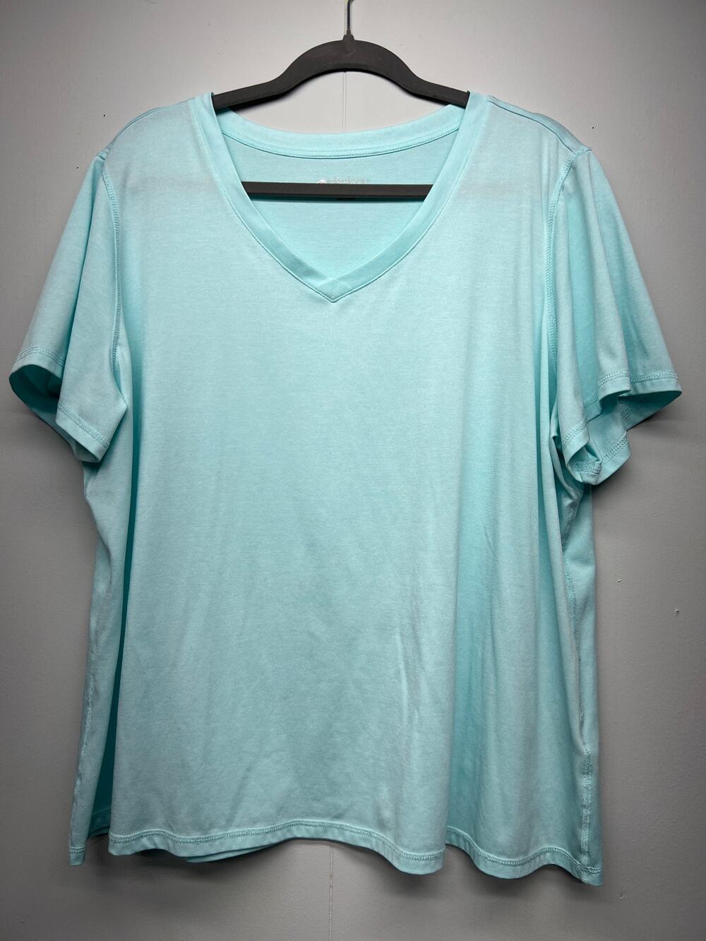 Ideology V-Neck Short Sleeve Blue T-Shirt Womens 3X Casual Athleisure Activewear